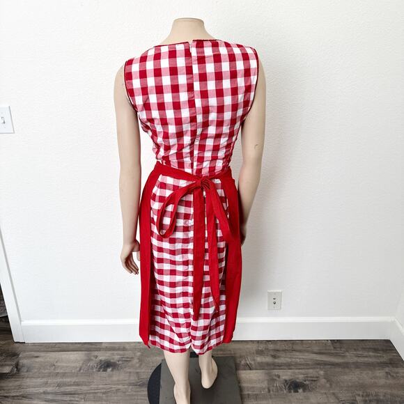 [Vintage] Red Gingham Dirndl Bavarian German Beer Girl Costume Dress Sz XL EU 46 - Picture 2 of 10